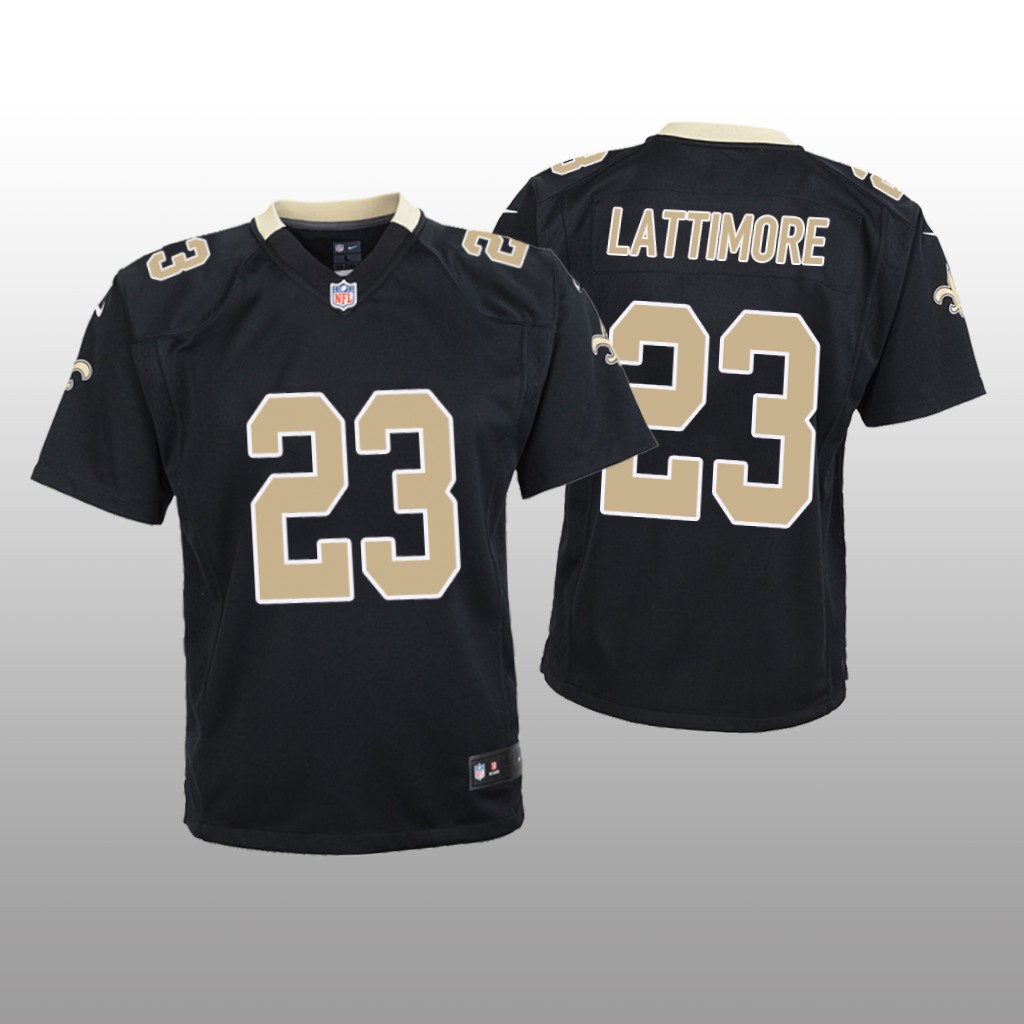 New Orleans Saints #23 Black Marshon Lattimore Game Jersey - Youth