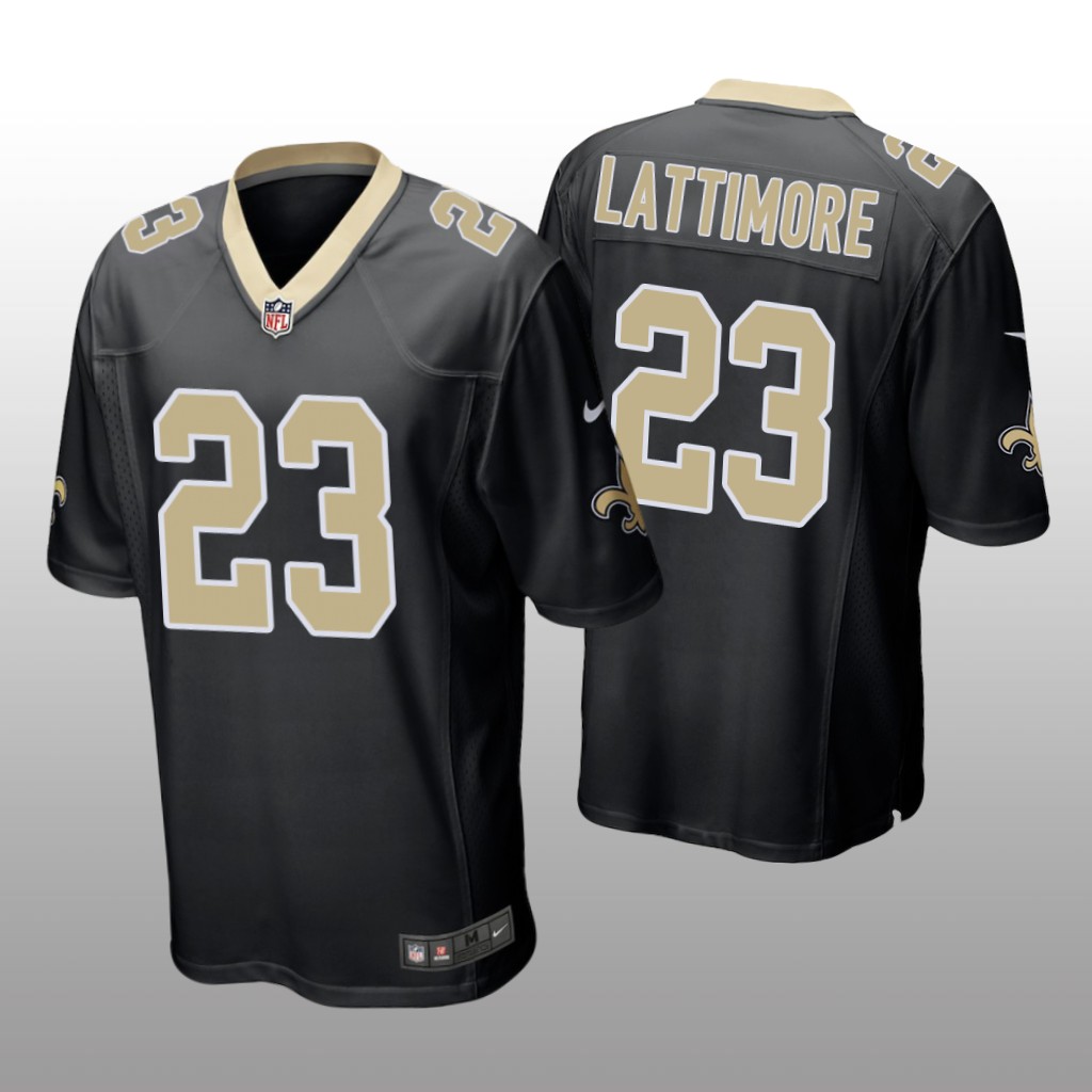 New Orleans Saints #23 Black Men's Marshon Lattimore Game Jersey