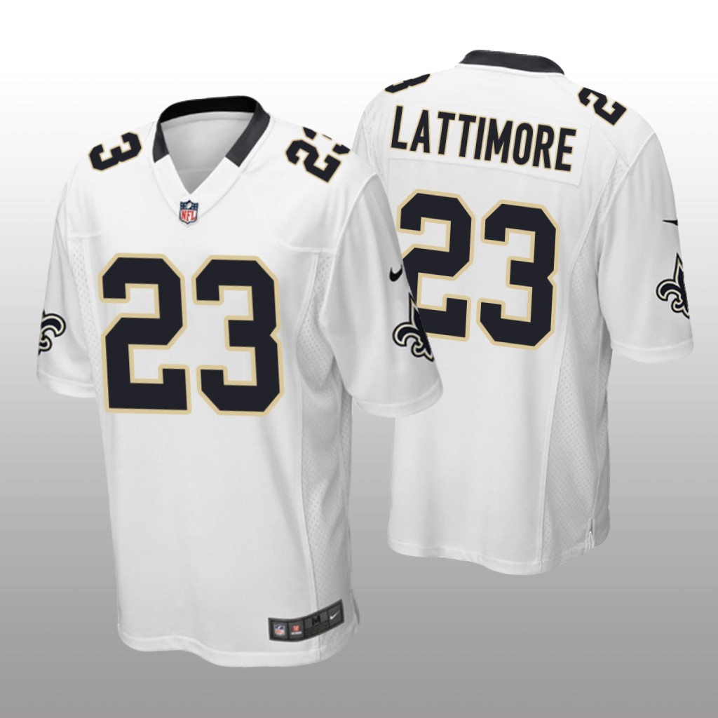 New Orleans Saints #23 White Men's Marshon Lattimore Game Jersey