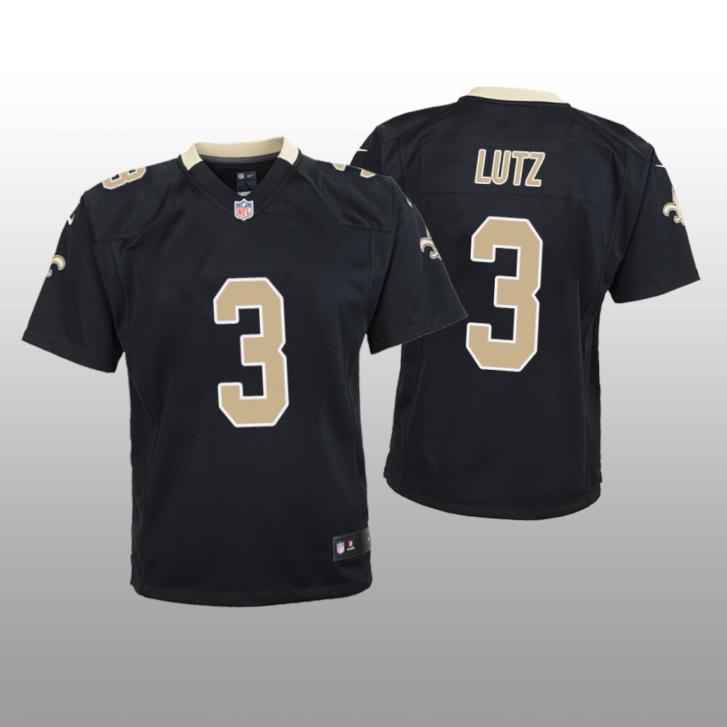 New Orleans Saints #3 Black Wil Lutz Game Jersey - Youth