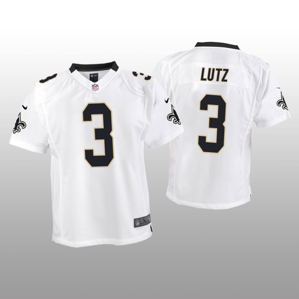 New Orleans Saints #3 White Wil Lutz Game Jersey - Youth