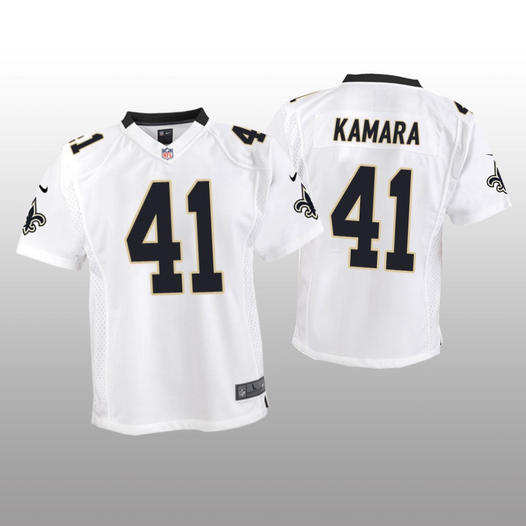 New Orleans Saints #41 White Alvin Kamara Game Jersey - Youth