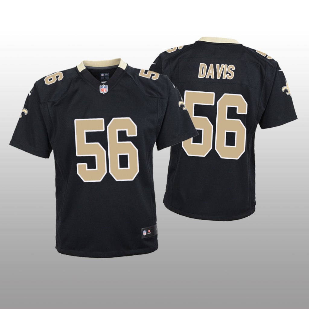 New Orleans Saints #56 Black Demario Davis Game Jersey - Youth