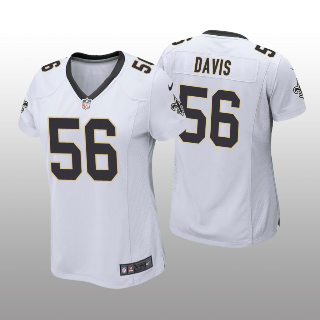 New Orleans Saints #56 White Demario Davis Game Jersey - Women