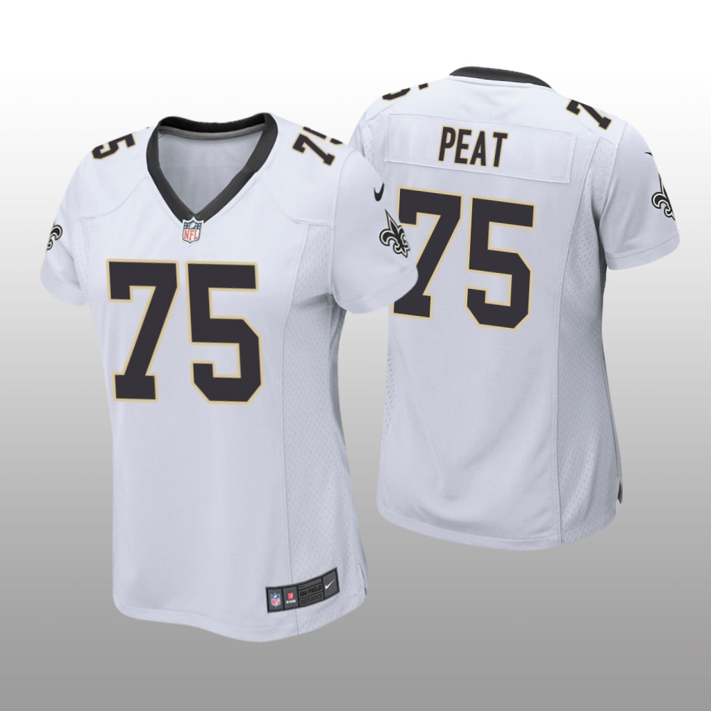 New Orleans Saints #75 White Andrus Peat Game Jersey - Women