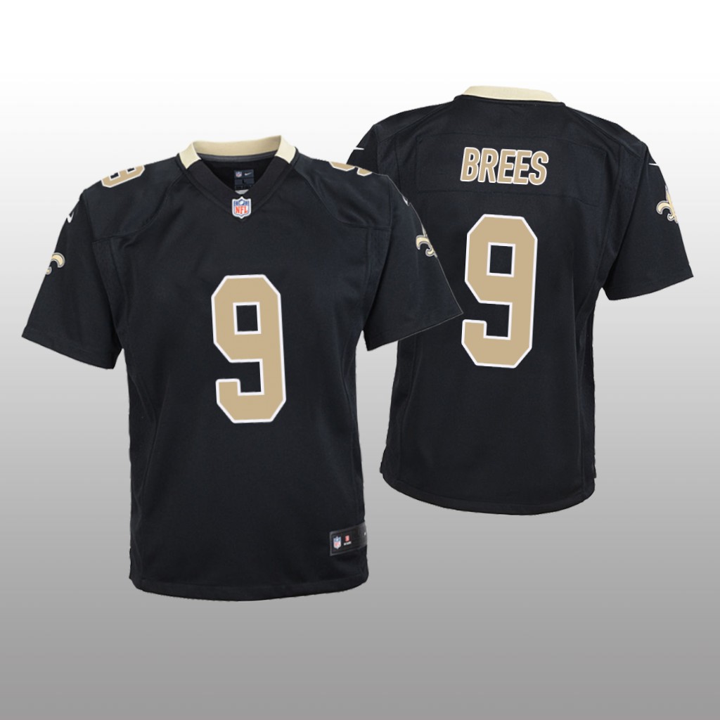 New Orleans Saints #9 Black Drew Brees Game Jersey - Youth