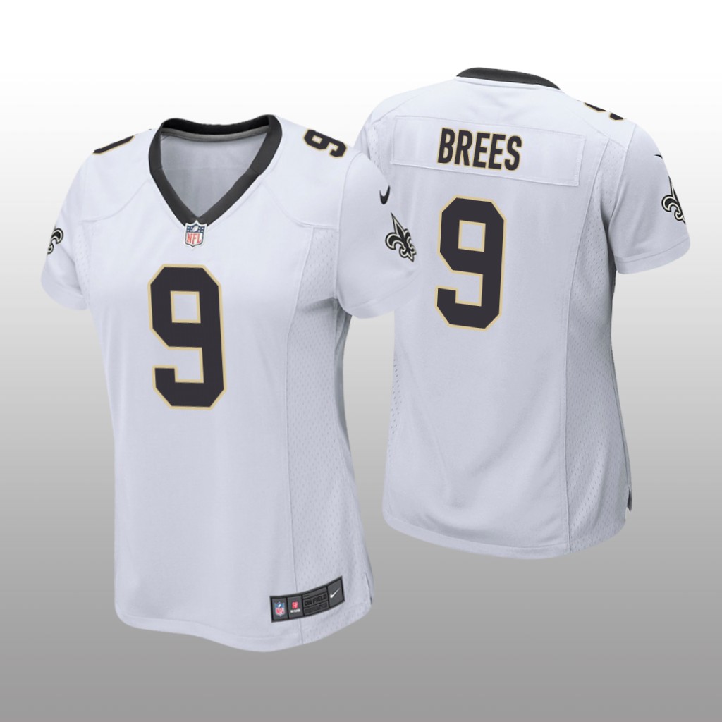 New Orleans Saints #9 White Drew Brees Game Jersey - Women