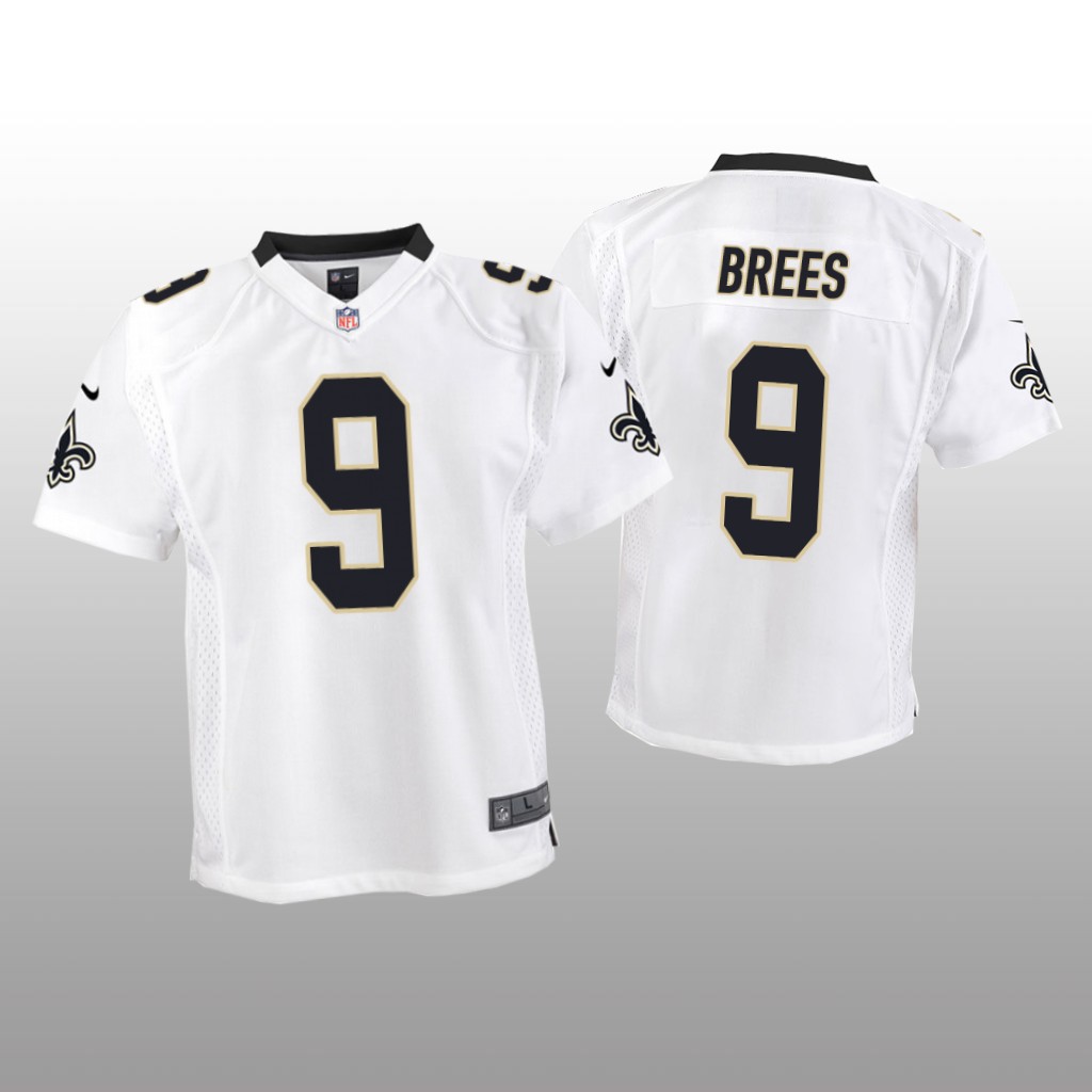 New Orleans Saints #9 White Drew Brees Game Jersey - Youth