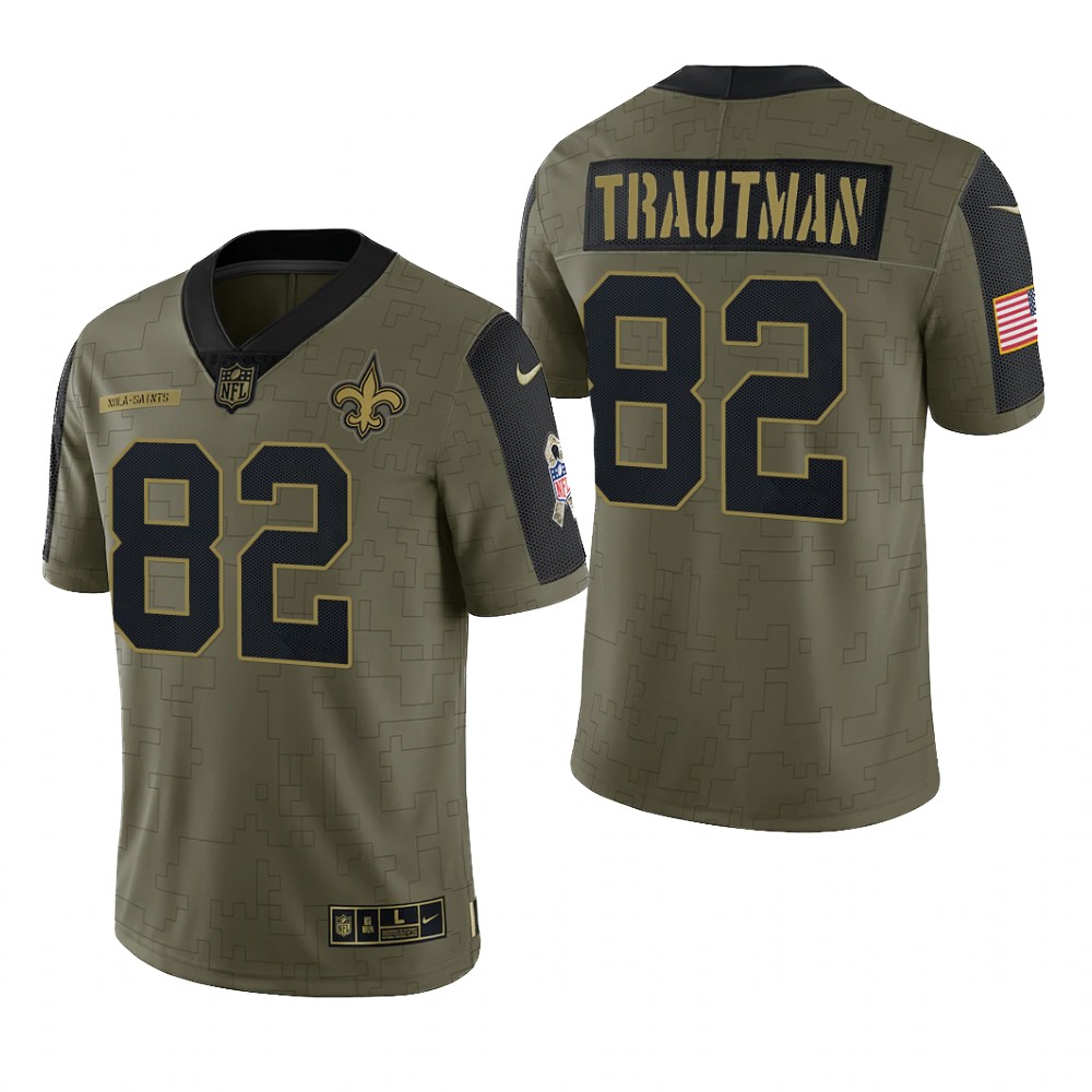 New Orleans Saints Adam Trautman Olive Limited Jersey 2021 Salute To Service - Men's
