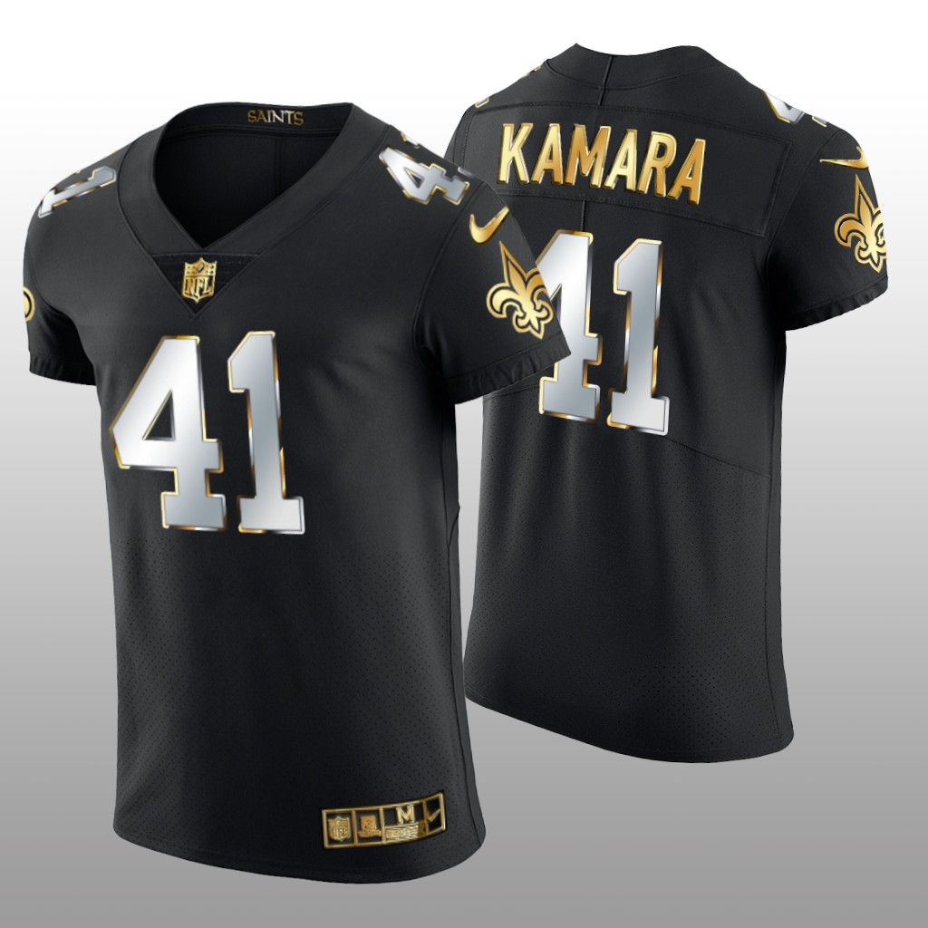 New Orleans Saints Alvin Kamara Black Elite Jersey Golden Edition Men's