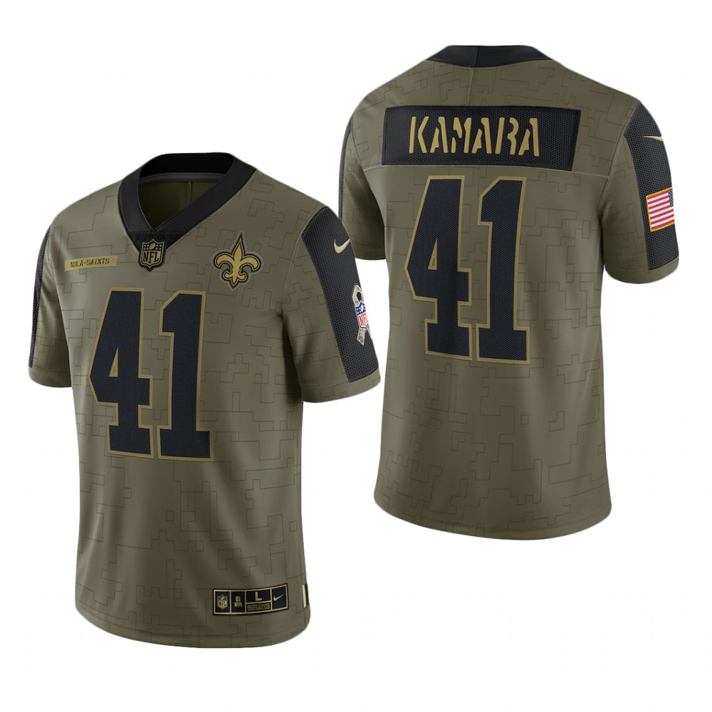 New Orleans Saints Alvin Kamara Olive Limited Jersey 2021 Salute To Service - Men's