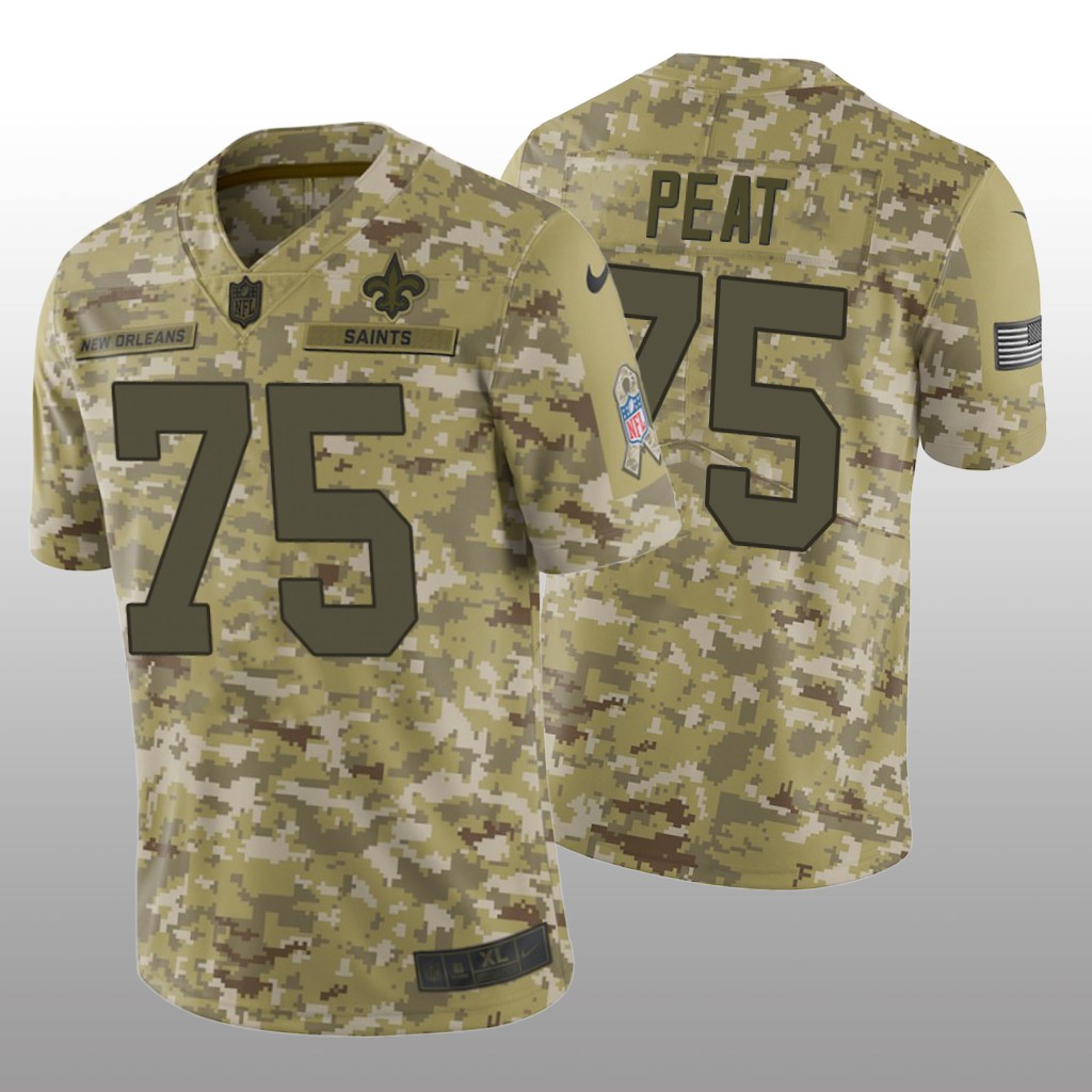 New Orleans Saints Andrus Peat #75 Salute to Service Jersey - Camo