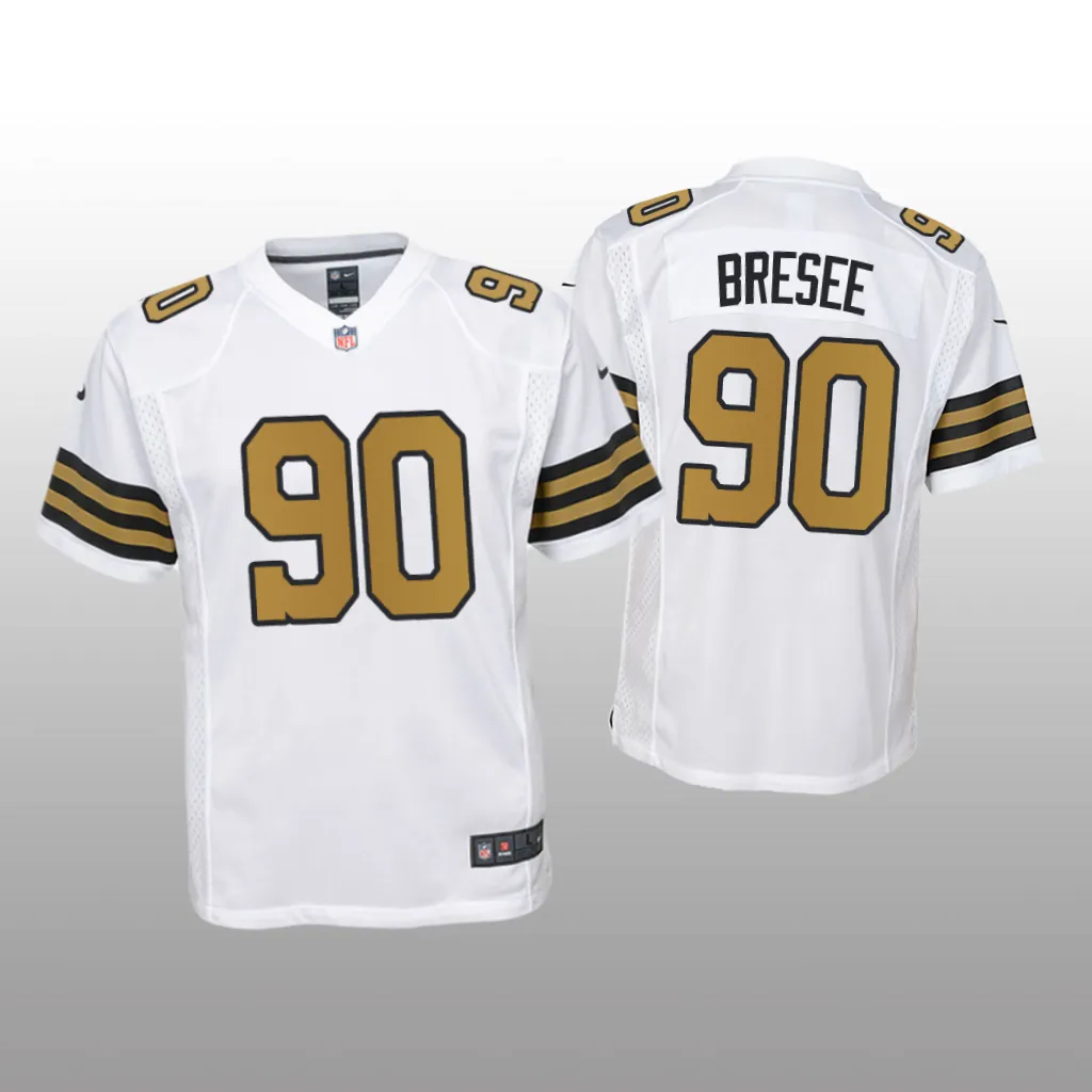 New Orleans Saints Bryan Bresee White Jersey Alternate Game - Youth