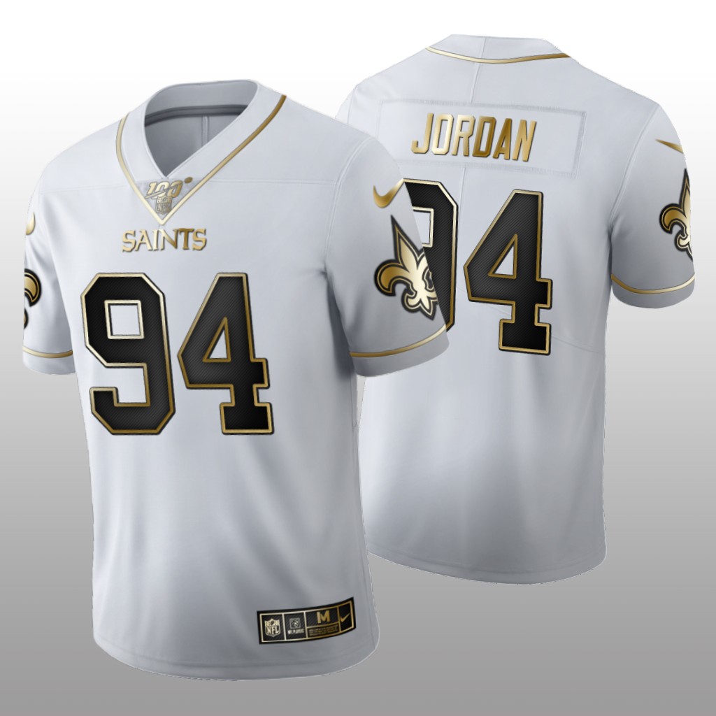 New Orleans Saints Cameron Jordan White Golden Edition Jersey 100th Season Men's