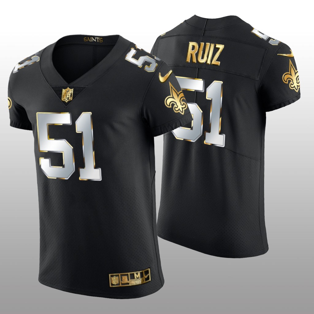 New Orleans Saints Cesar Ruiz Black Elite Jersey Golden Edition Men's