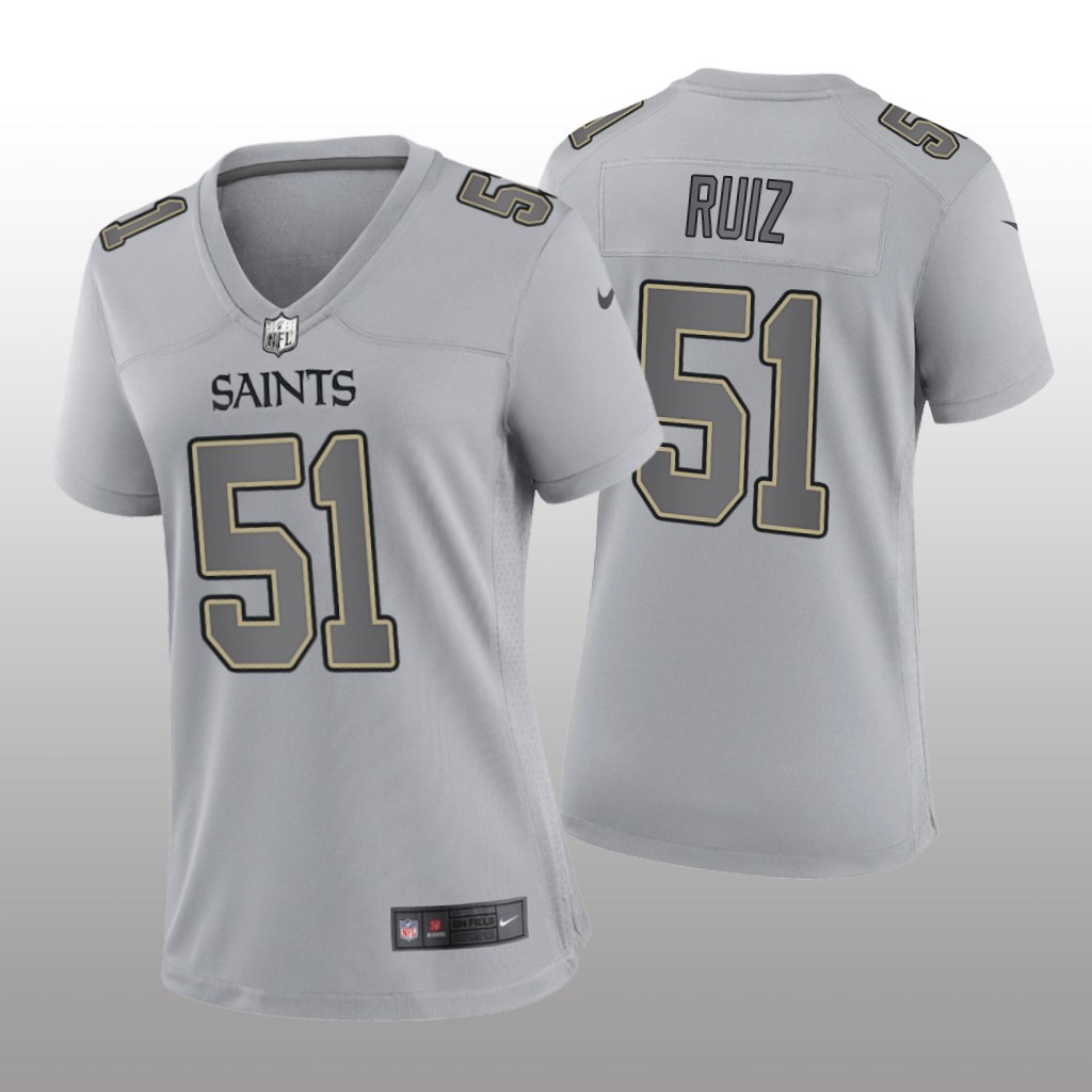 New Orleans Saints Cesar Ruiz Gray Jersey Atmosphere Fashion Game - Women's