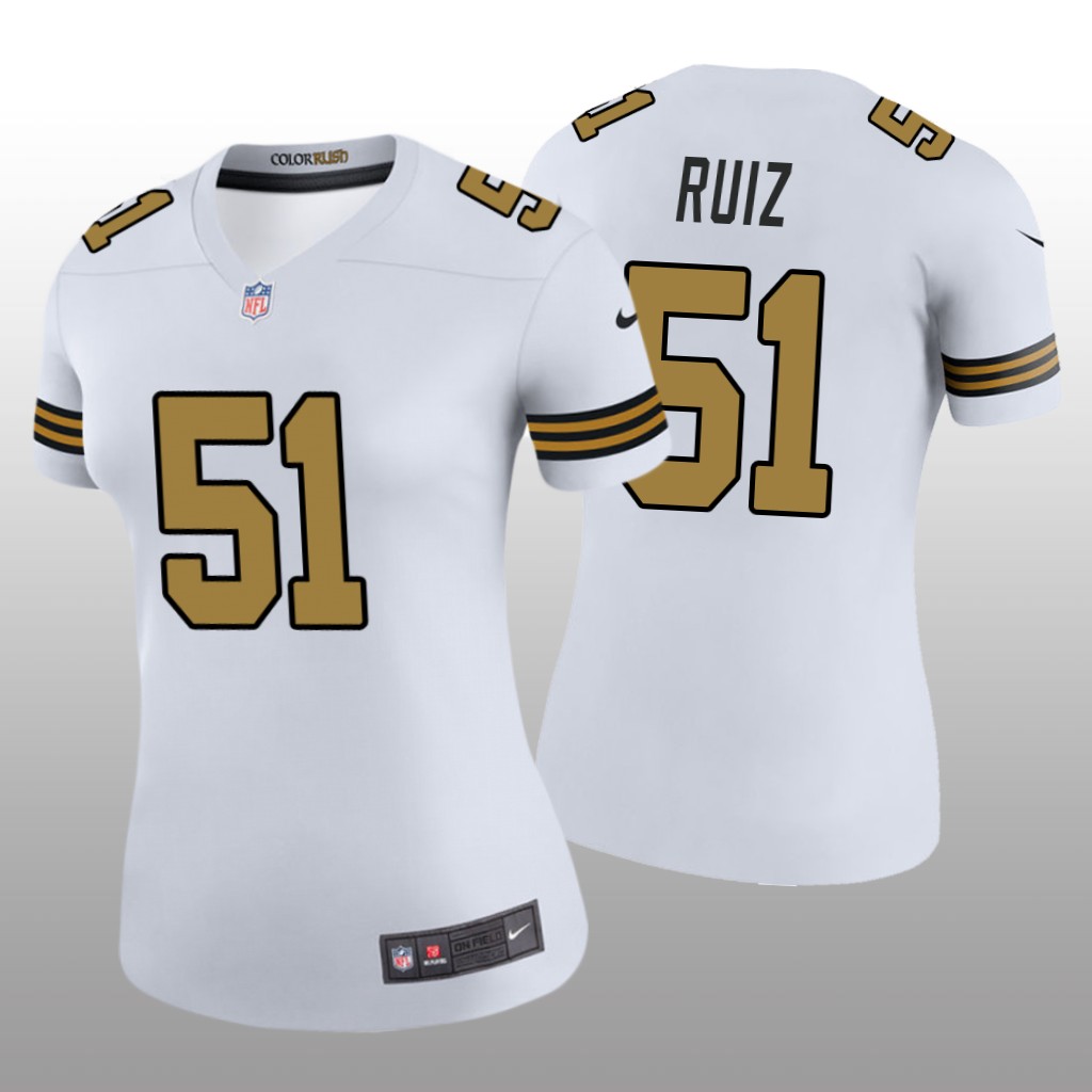 New Orleans Saints Cesar Ruiz White Jersey Color Rush Legend - Women's
