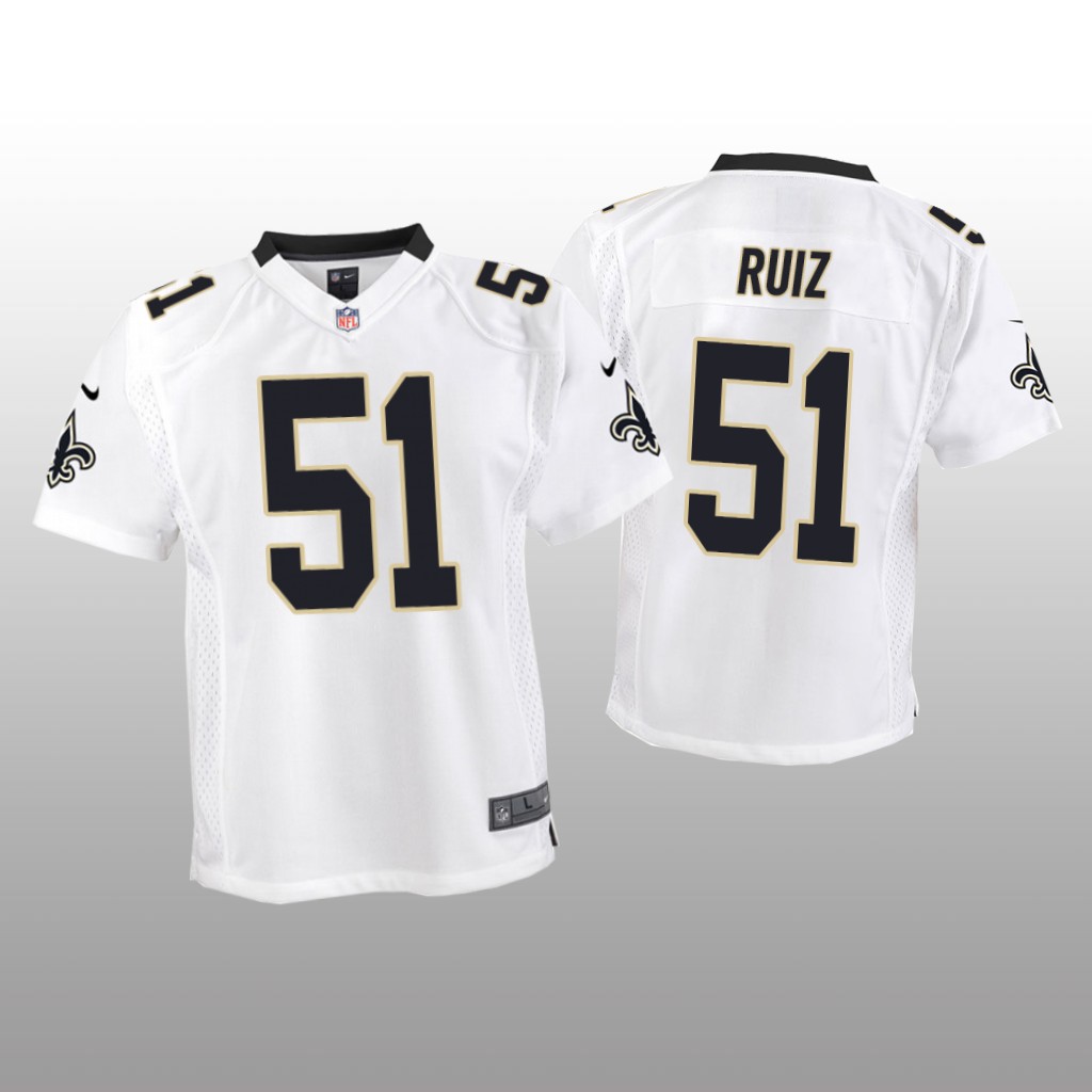 New Orleans Saints Cesar Ruiz White Jersey Game - Youth