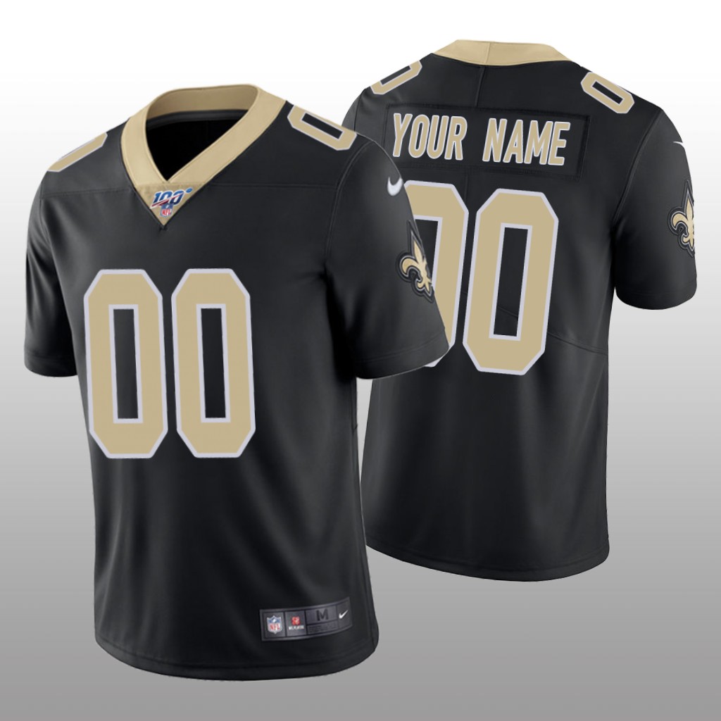 New Orleans Saints Custom Black Vapor Limited Jersey 100th Season - Men's