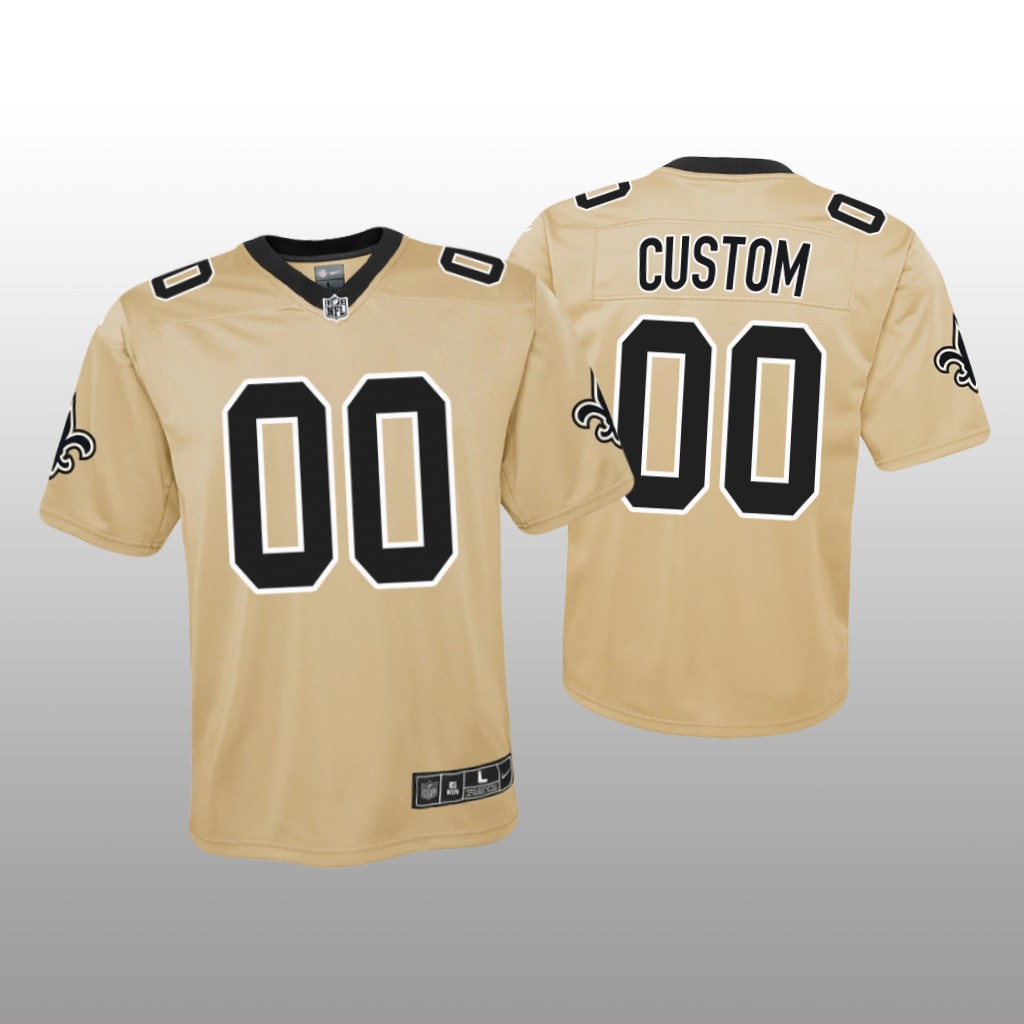 New Orleans Saints Custom Gold Jersey Inverted Game - Youth