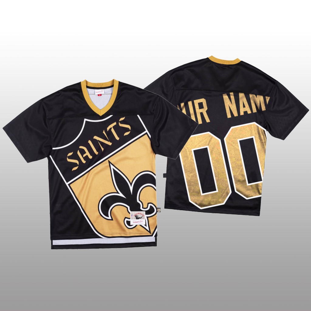 New Orleans Saints Custom Mitchell & Ness Black Jersey Big Face - Men's