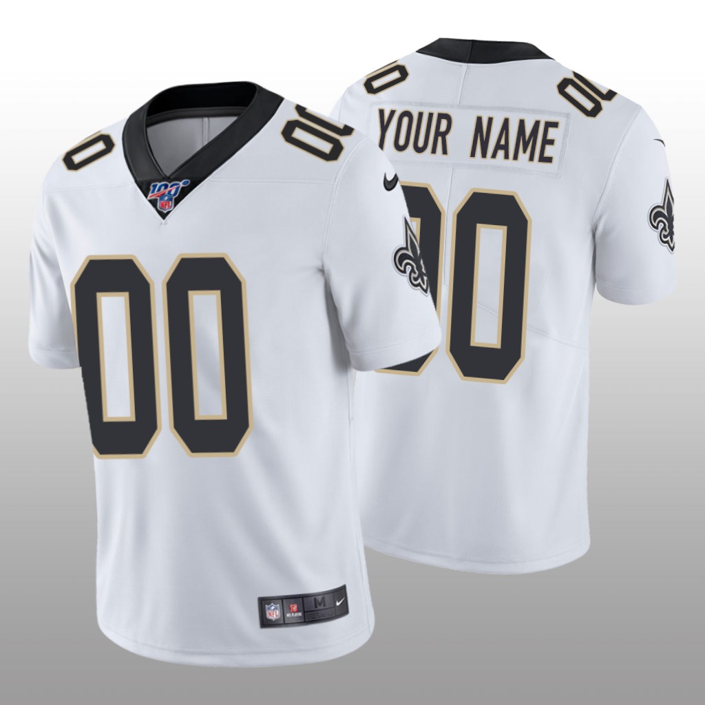 New Orleans Saints Custom White Vapor Limited Jersey 100th Season - Men's