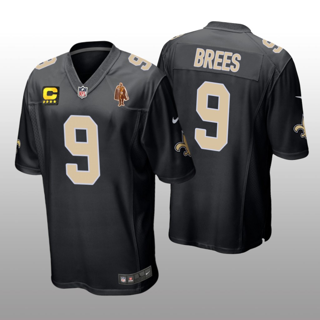 New Orleans Saints Drew Brees Black Captain Patch Jersey Game - Men's