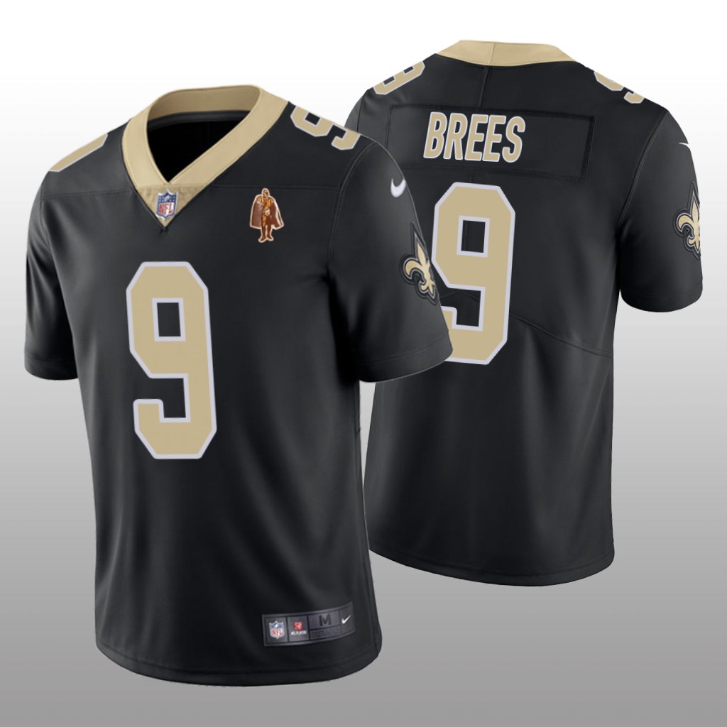 New Orleans Saints Drew Brees Black Jersey Walter Payton Man of the Year Award Patch - Men's