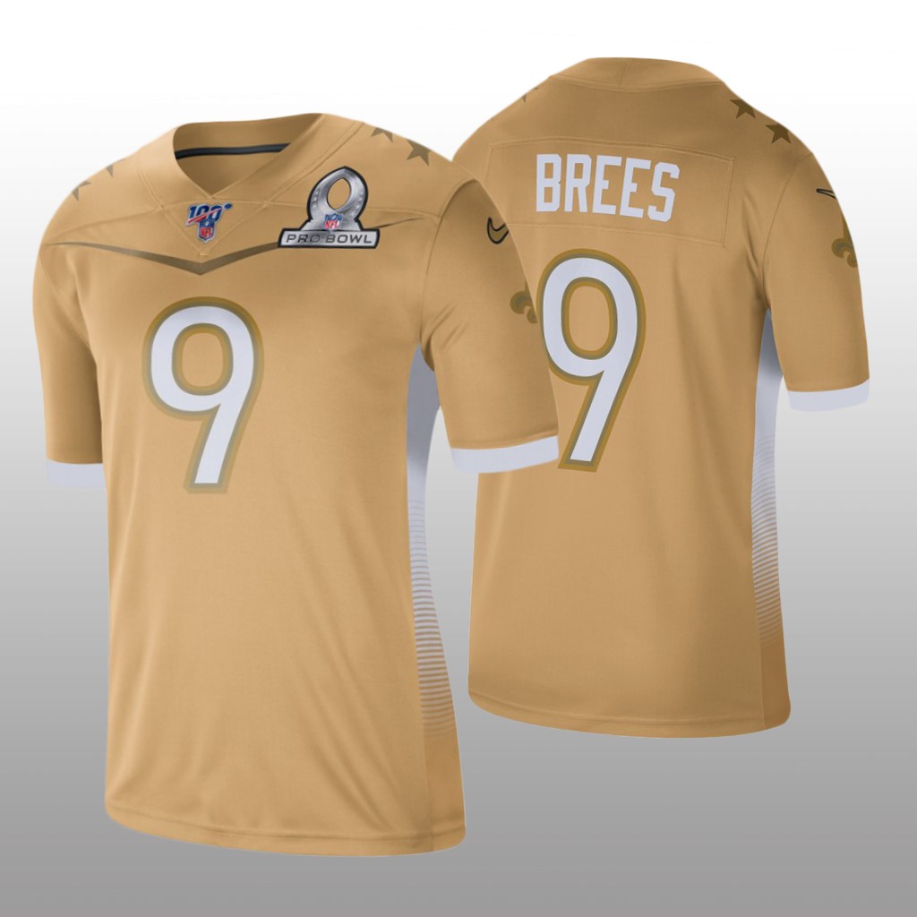 New Orleans Saints Drew Brees Gold Jersey 2020 NFC Pro Bowl Game - Men's