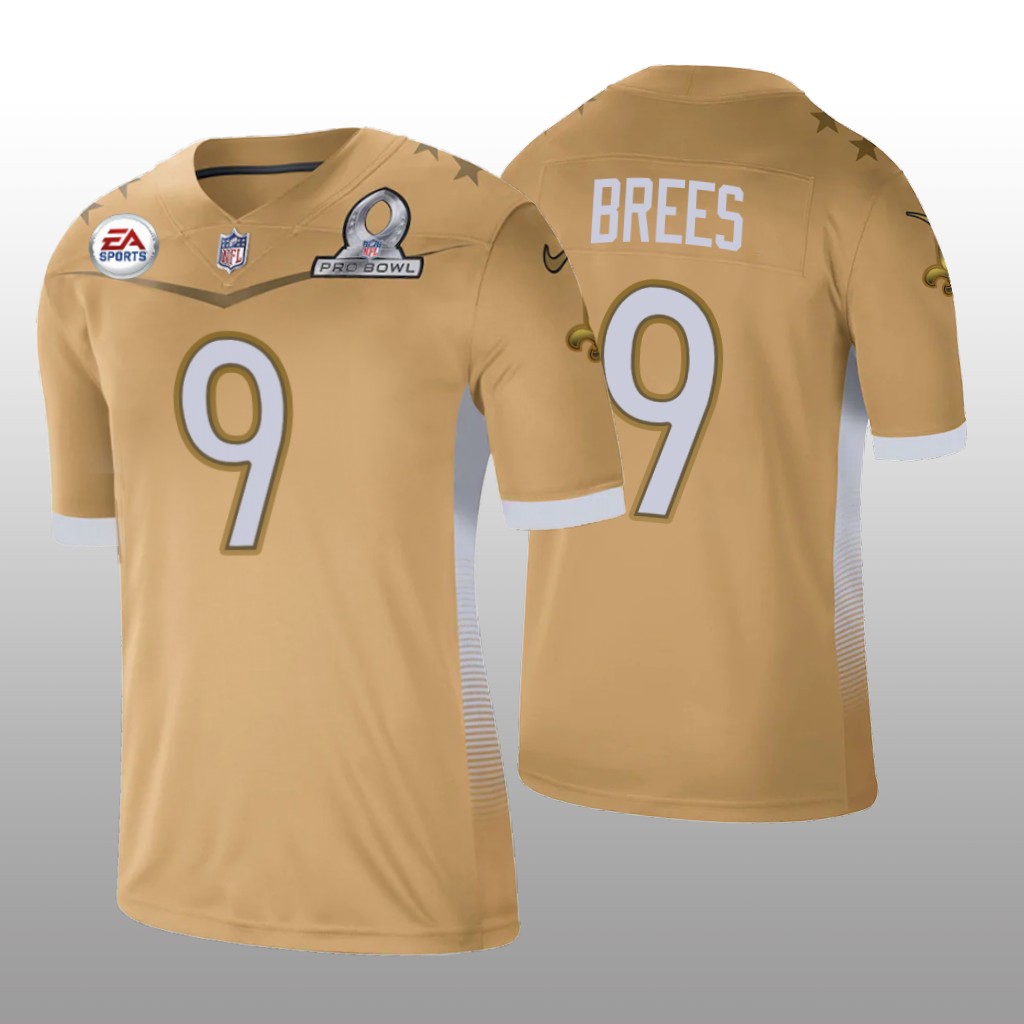 New Orleans Saints Drew Brees Gold Jersey 2021 NFC Pro Bowl Game - Men's