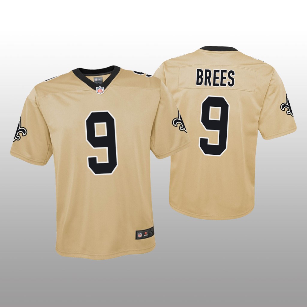 New Orleans Saints Drew Brees Gold Jersey Inverted Game - Youth