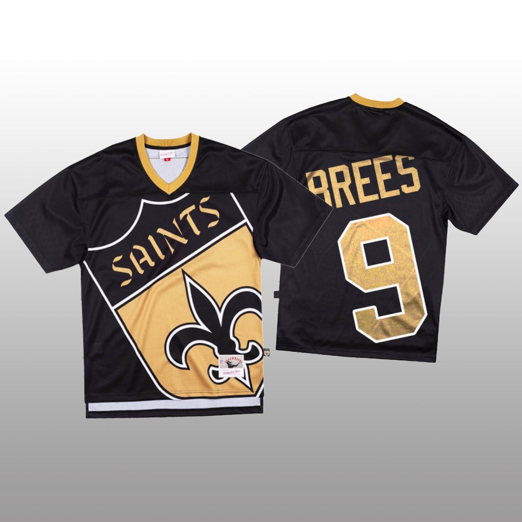 New Orleans Saints Drew Brees Mitchell & Ness Black Jersey Big Face - Men's