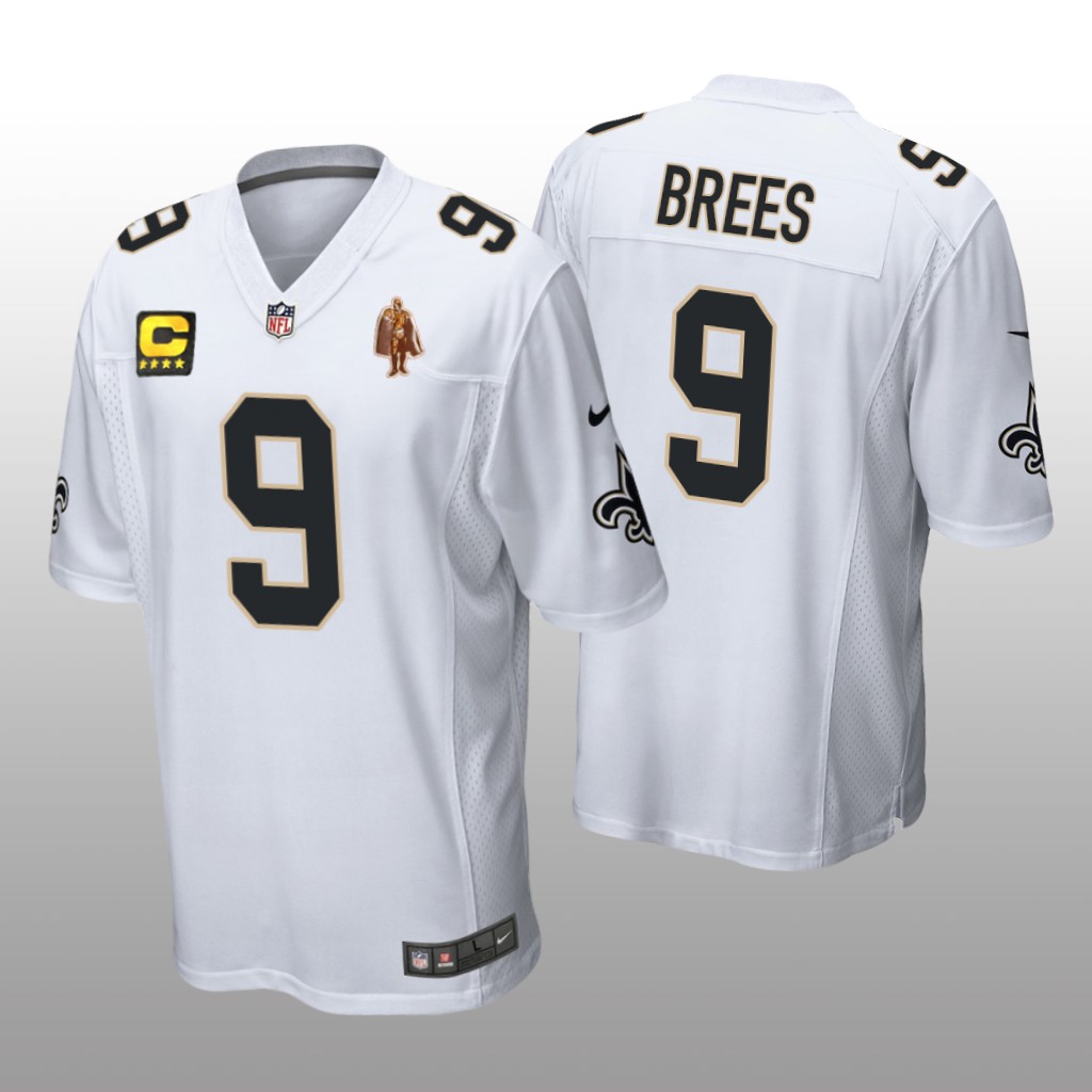 New Orleans Saints Drew Brees White Captain Patch Jersey Game - Men's