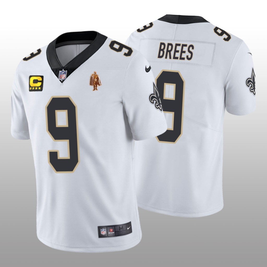 New Orleans Saints Drew Brees White Captain Patch Jersey Vapor Limited - Men's