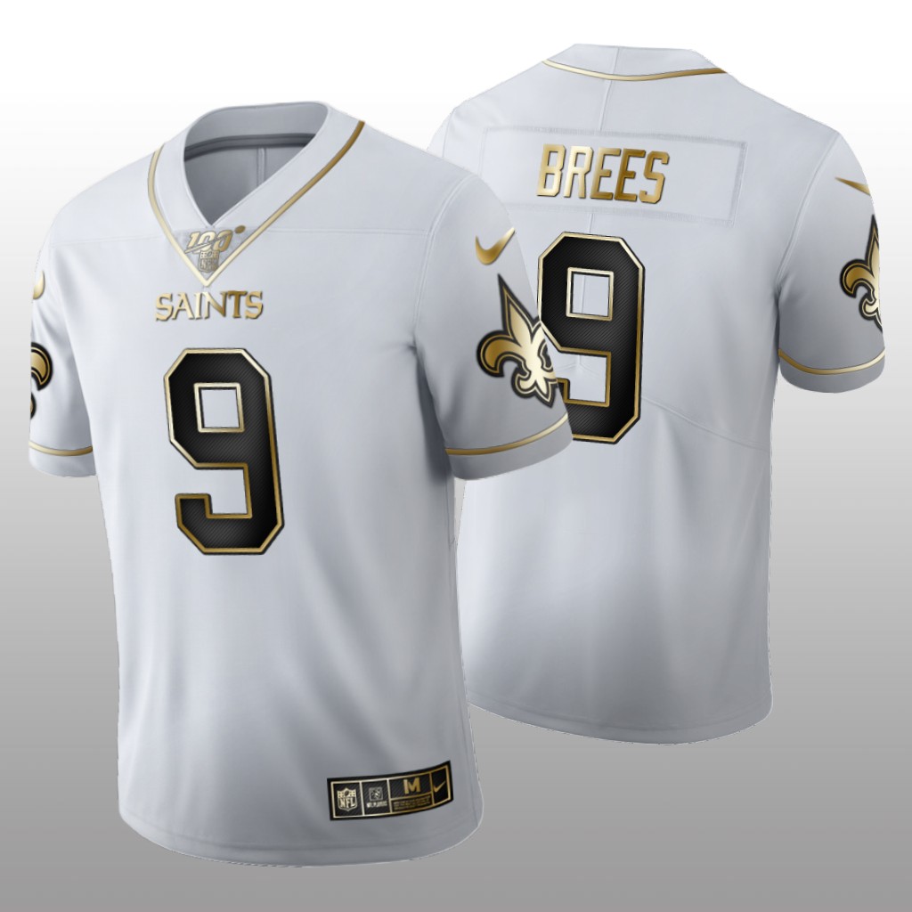 New Orleans Saints Drew Brees White Golden Edition Jersey 100th Season Men's