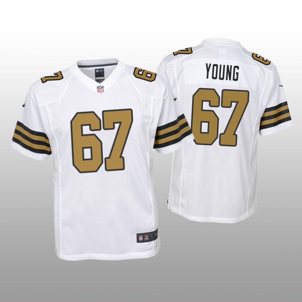New Orleans Saints Landon Young White Jersey Color Rush Game - Youth
