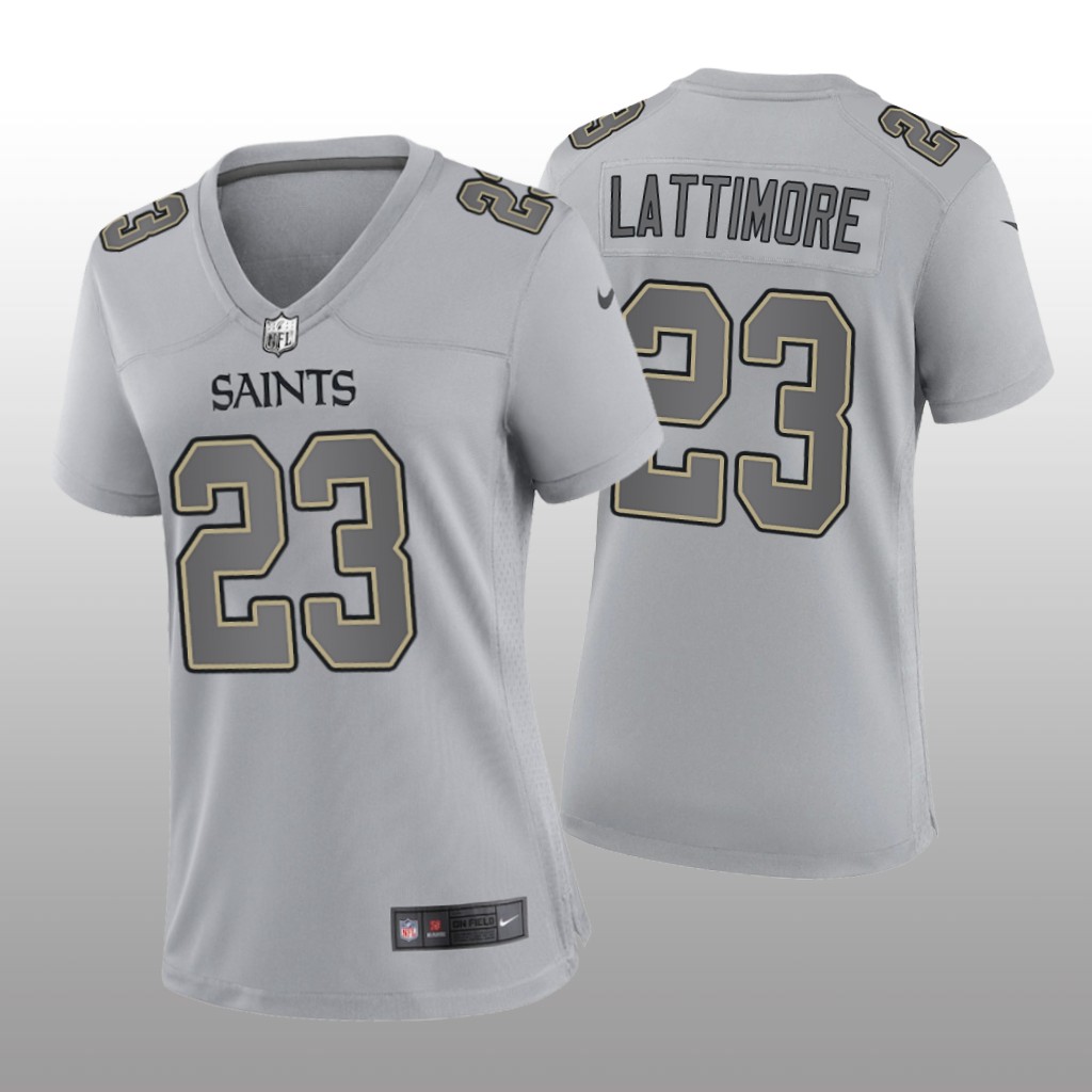 New Orleans Saints Marshon Lattimore Gray Jersey Atmosphere Fashion Game - Women's