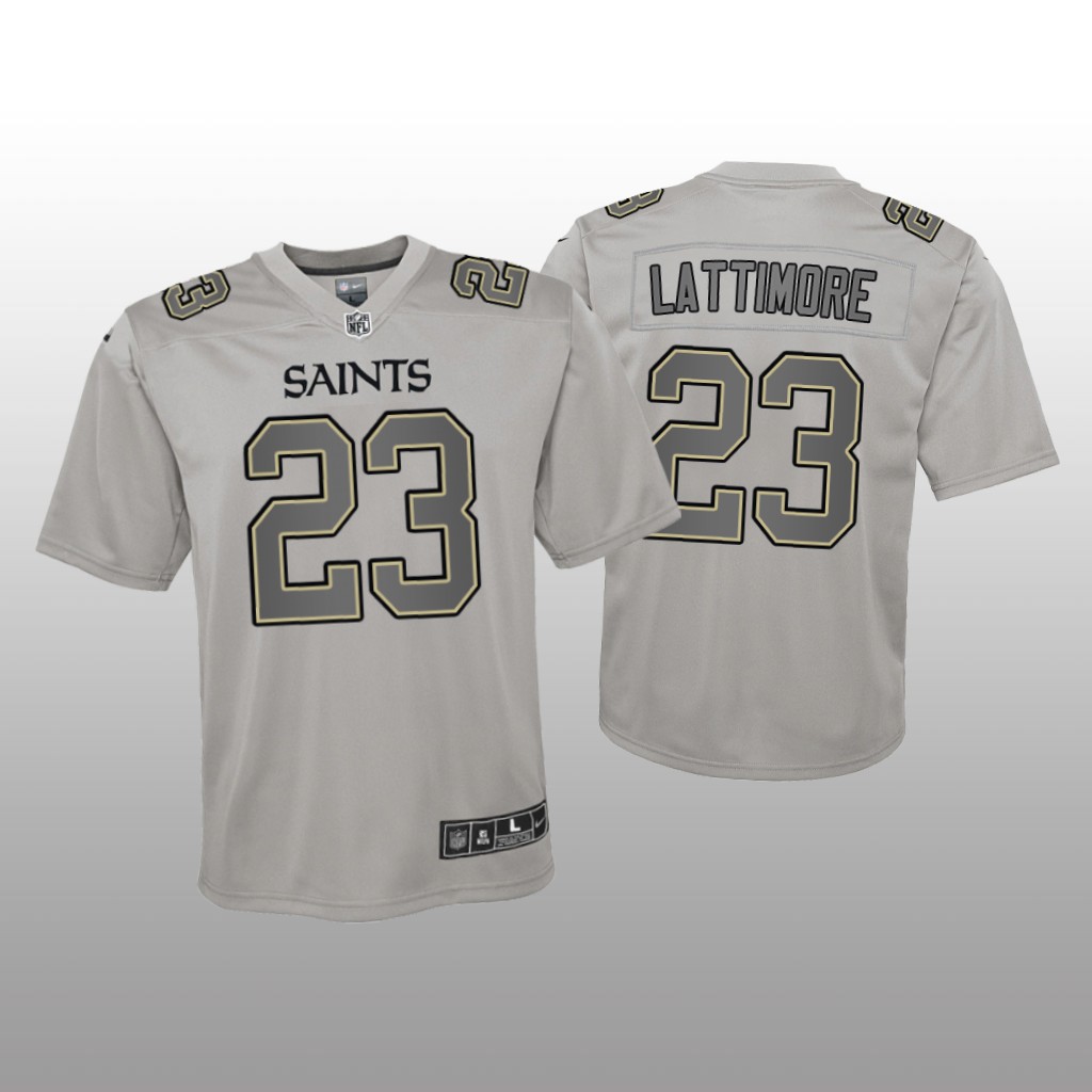 New Orleans Saints Marshon Lattimore Gray Jersey Atmosphere Fashion Game - Youth