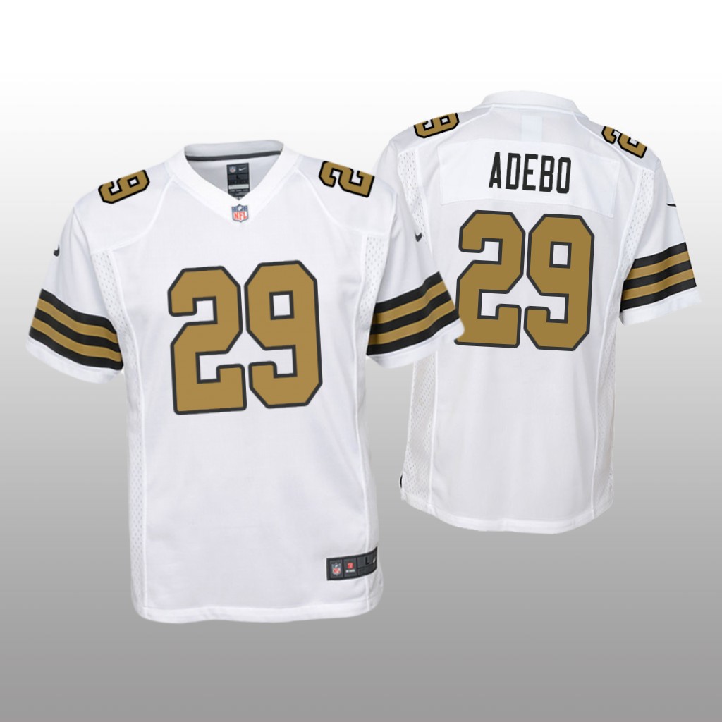 New Orleans Saints Paulson Adebo White Jersey Color Rush Game - Youth