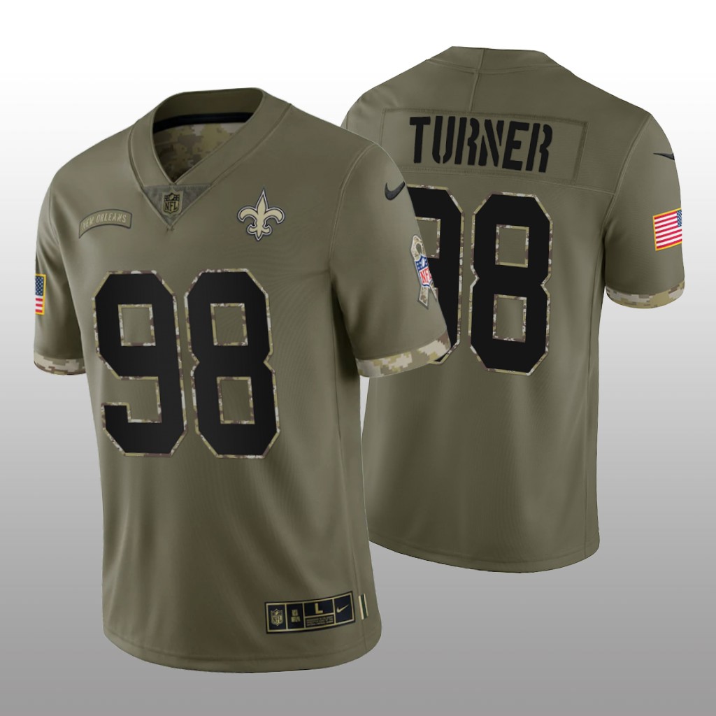 New Orleans Saints Payton Turner Olive Limited Jersey 2022 Salute To Service - Men's