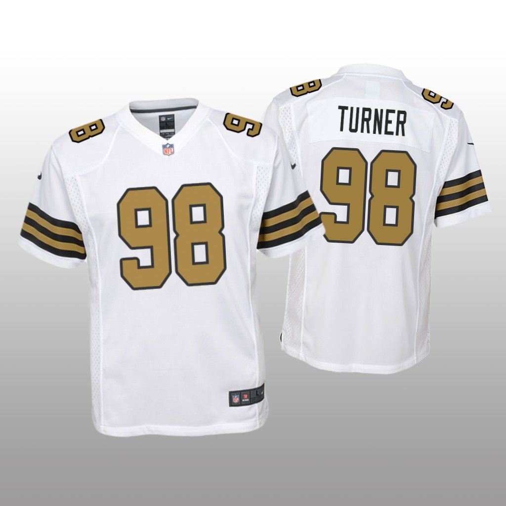 New Orleans Saints Payton Turner White Jersey Color Rush Game - Youth
