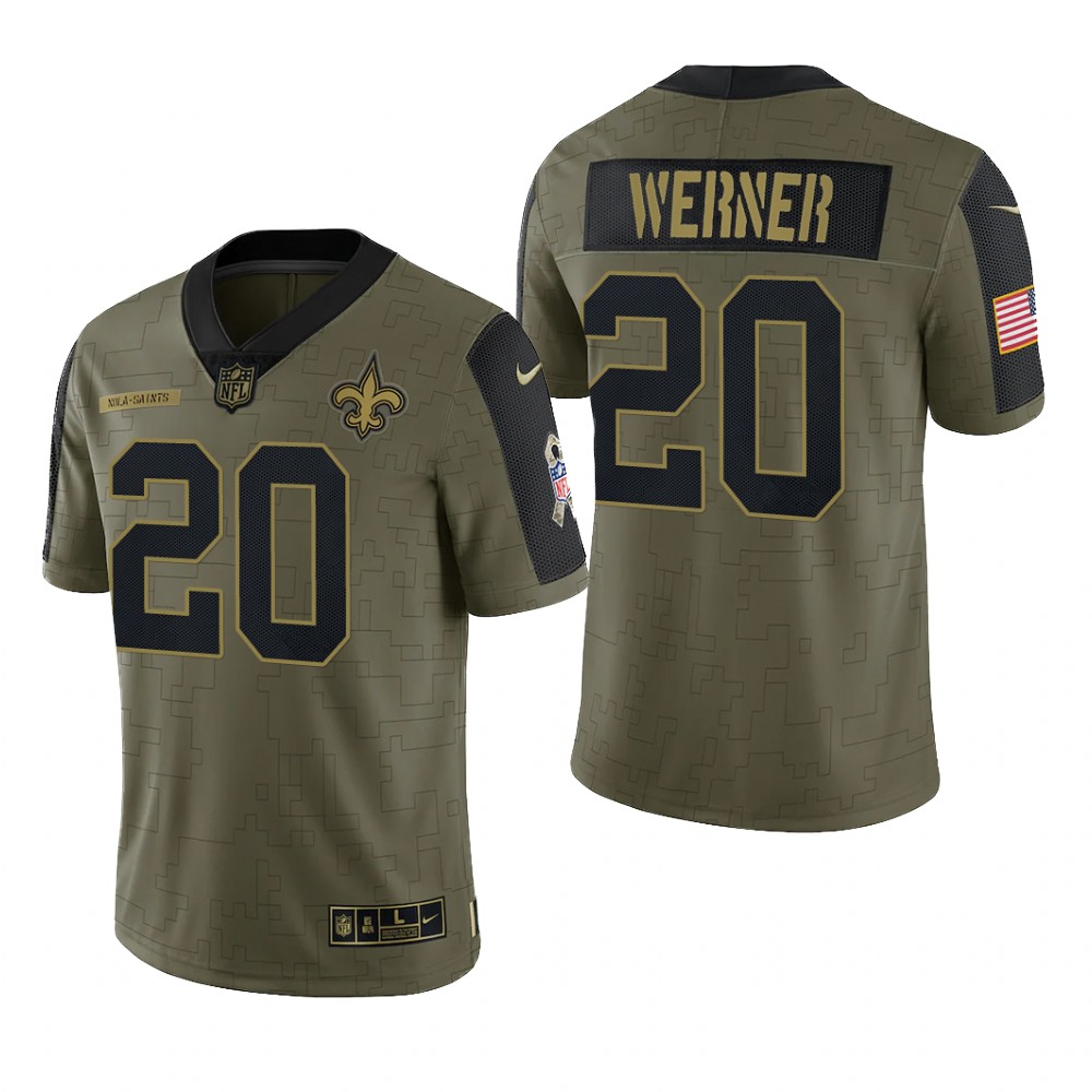 New Orleans Saints Pete Werner Olive Limited Jersey 2021 Salute To Service - Men's