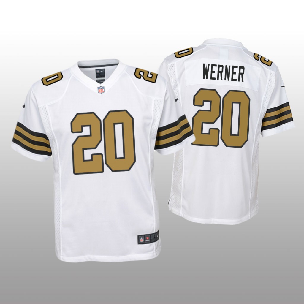 New Orleans Saints Pete Werner White Jersey Color Rush Game - Youth