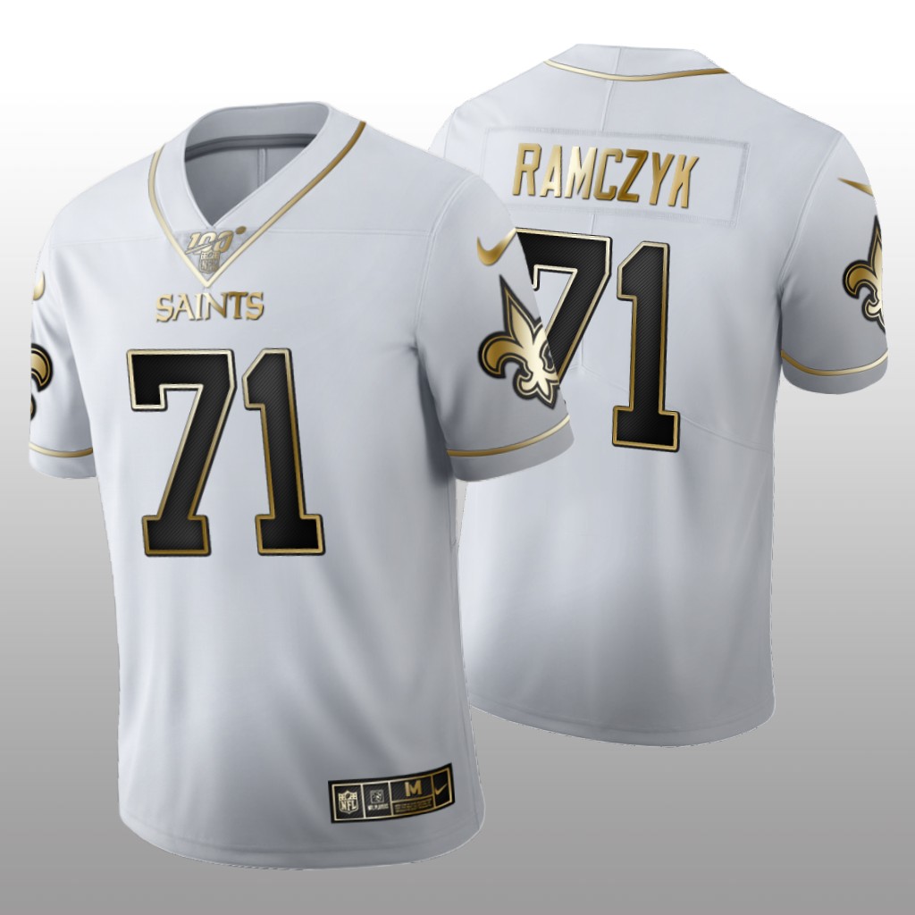 New Orleans Saints Ryan Ramczyk White Golden Edition Jersey 100th Season Men's