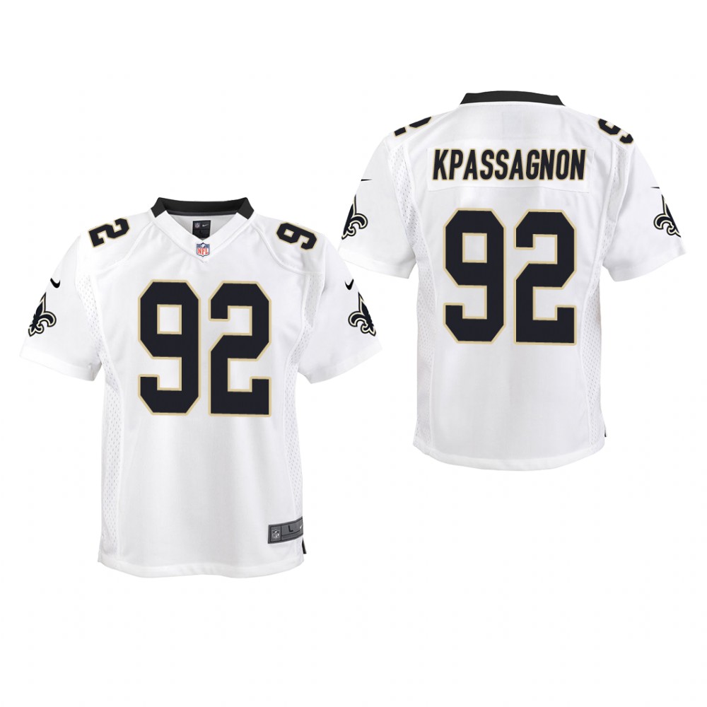 New Orleans Saints Tanoh Kpassagnon White Jersey Game - Youth