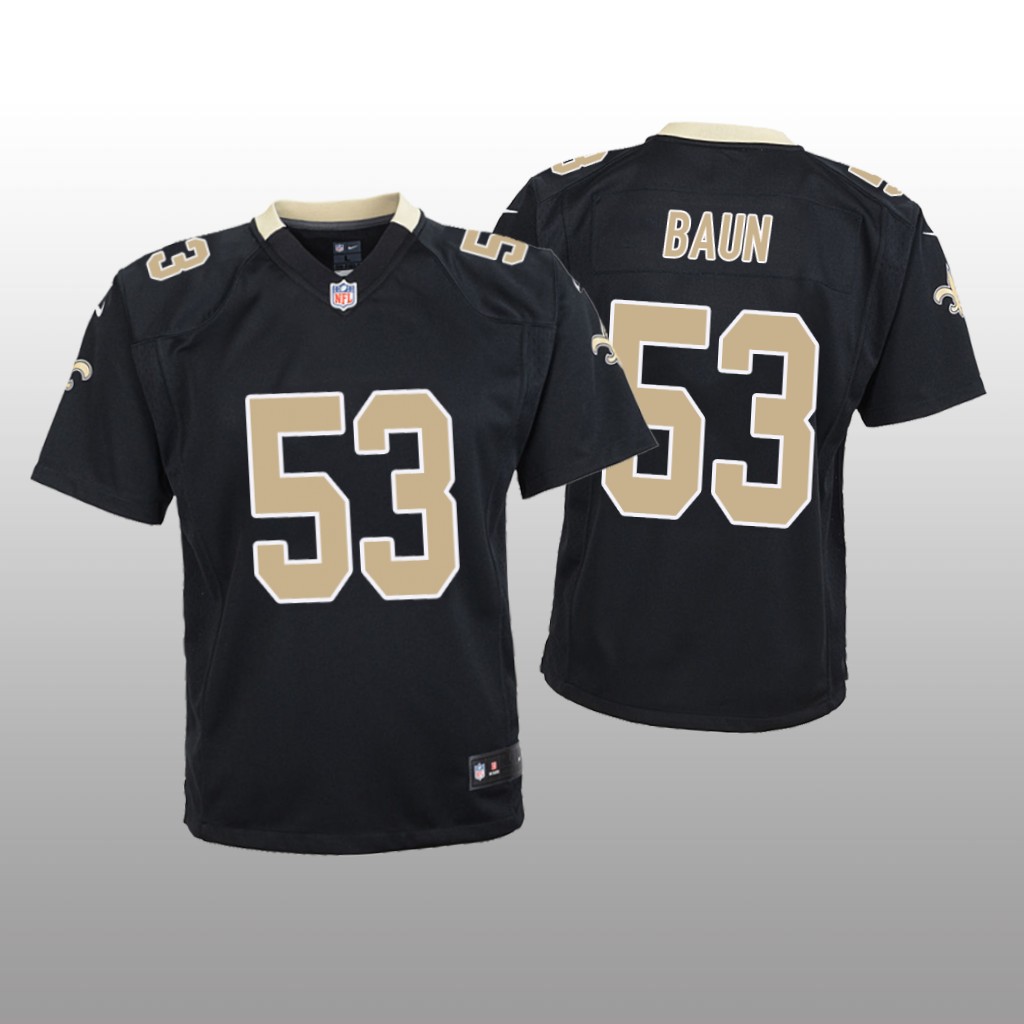 New Orleans Saints Zack Baun Black Jersey Game - Youth