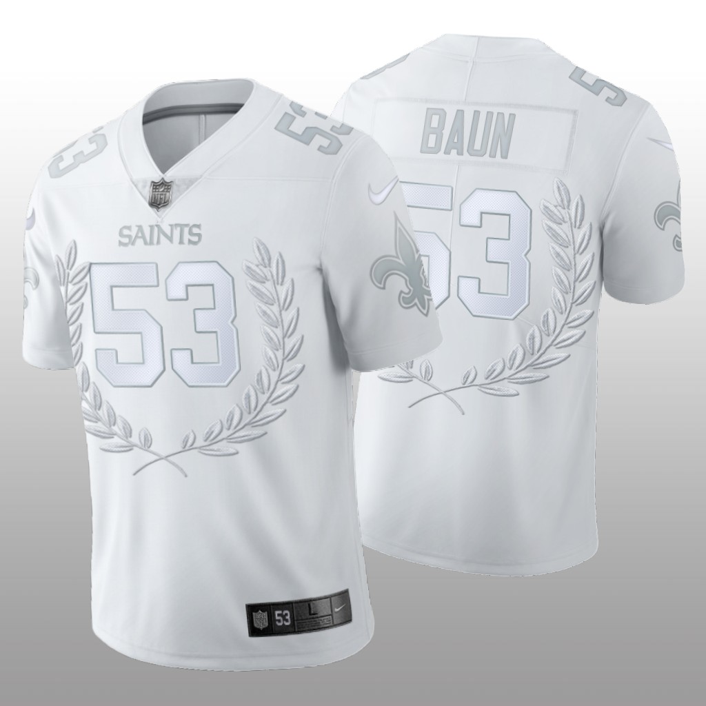 New Orleans Saints Zack Baun White Jersey 2020 Platinum Limited