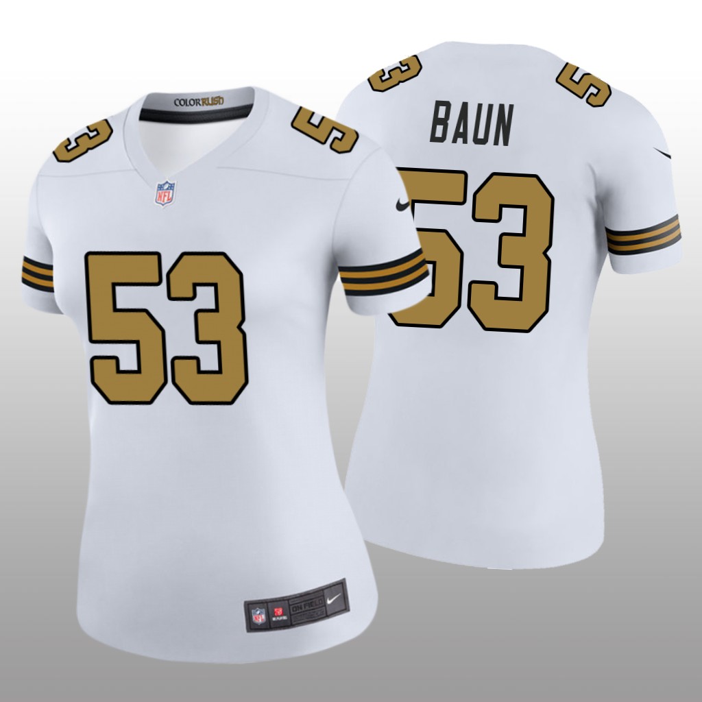 New Orleans Saints Zack Baun White Jersey Color Rush Legend - Women's