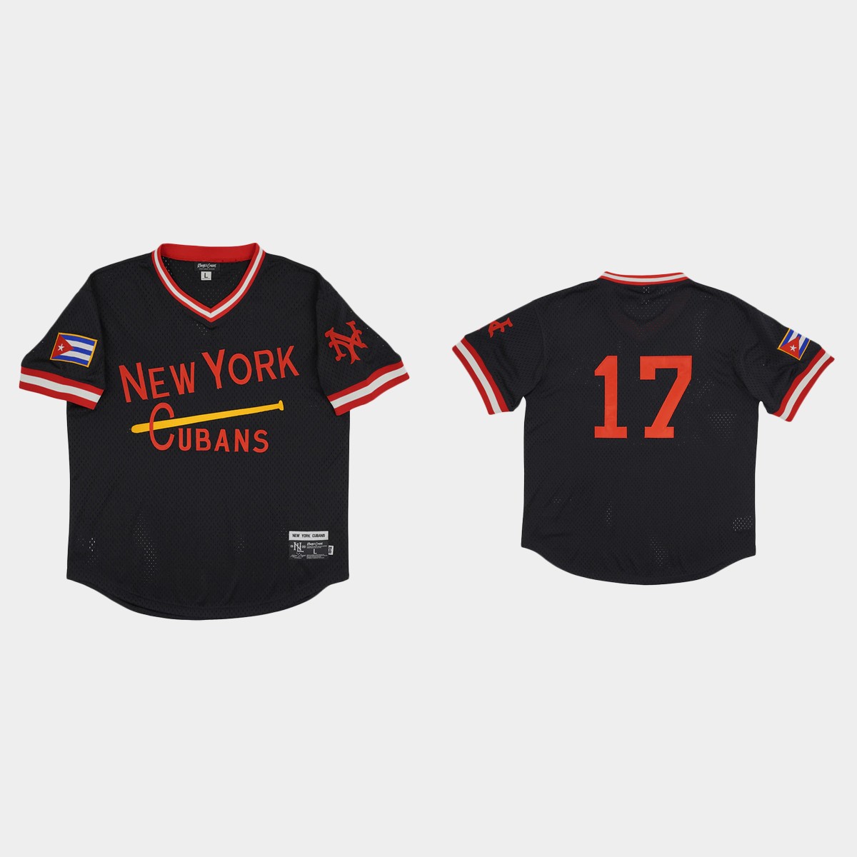 New York Cubans #17 Rings And Crwns Mesh Jersey - Black