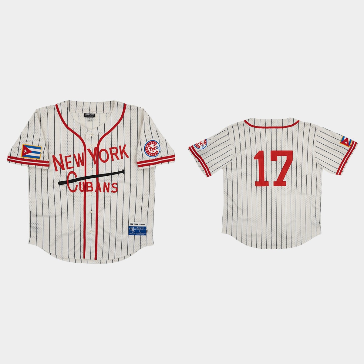 New York Cubans #17 Rings And Crwns Mesh Jersey - Cream